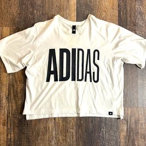 XL Adidas White Crop Top Tee